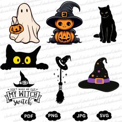 Halloween SVG, Halloween clipart, Pumpkin svg, Cat svg, Ghost svg, Cauldron svg, Halloween Cut Files