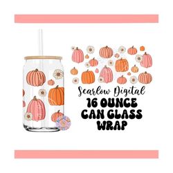 pumpkin glass can wrap png-fall 16 oz. can glass wrap digital design download-floral can glass wrap, pumpkin can glass p