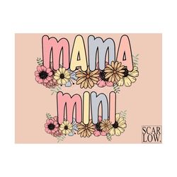 Mama and Mini Floral Pastel Bundle PNG sublimation Design Download, floral mama png, png for moms, mama sublimation desi