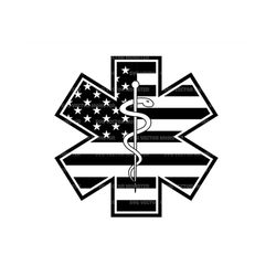 Rod of Asclepius Svg, Star of Life Svg, America Flag Svg, Emergency Medical Symbol. Vector Cut file Cricut, Silhouette,