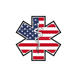Rod of Asclepius Svg, Star of Life Svg, American Flag Svg, Emergency Medical Symbol. Vector Cut file Cricut, Silhouette,
