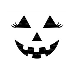 Pumpkin Face with Eyelashes Svg, Pumpkin Girl Svg, Halloween Svg. Vector Cut file Cricut, Silhouette, Pdf Png Eps Dxf, S