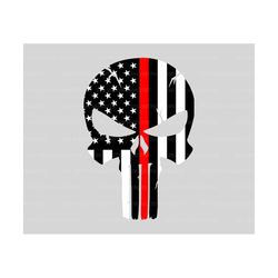 Thin Red Line Flag, Skull Svg, Back the Red, Fireman, Firefighters. Cut file Cricut, Silhouette, Pdf Png Dxf, Stencil, V