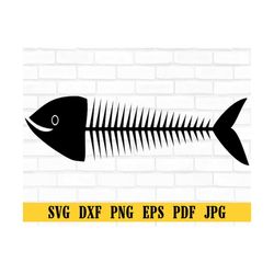 Skeleton Fish Svg, Fish Bone Svg, Fisherman Svg, Vector Cut file for Cricut, Silhouette, Pdf Png Eps Dxf, Decal, Sticker