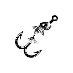 Skeleton Fish Hook Svg, Bass Fish Svg, Fisherman Logo Svg, Fishing Svg. Vector Cut file for Cricut, Silhouette, Pdf Png