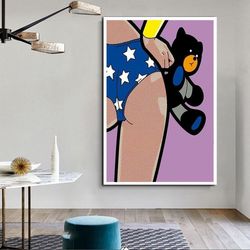 american woman canvas wall art, american flag canvas wall decor, sexy female canvas print art, pop art woman