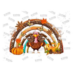Fall Turkey Rainbow Png, Fall Png Sublimation Design, Thankful Png, Thankful Design Png, Fall Design Digital Download