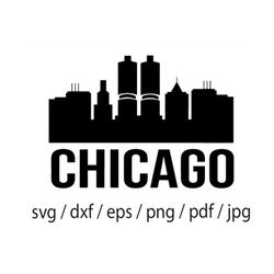 chicago, illinois ,skyline ,cityscape, city  silhouette svg