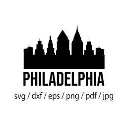 philadelphia, pennsylvania, skyline ,cityscape , city silhouette ,shadow svg cut file