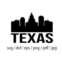 texas , city  skyline ,cityscape , city silhouette ,shadow svg cut file