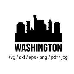 Washington DC SVG, Capital Vector Skyline, D.C. silhouette, Svg, Dxf, Eps, Washington Skyline Clipart