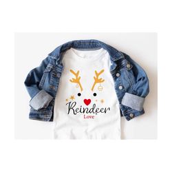 Reindeer Love Svg, Cute Reindeer Face, Merry Christmas Svg, Kids Christmas Svg, Christmas Shirt Svg, Digital Design In 7