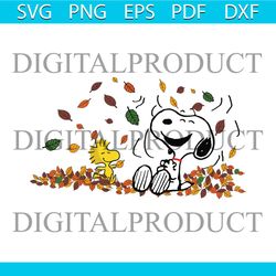 Fall Snoopy With Woodstock Autumn Leaves SVG File For Cricut