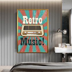retro music canvas wall art, radio canvas wall decor, old generation music box canvas print art, retro canvas wall art