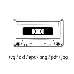 Cassette Tape Outline SVG, Audio Cassette Svg, Audio Tape Svg, Cassette Clipart, Files for Cricut, Cut Files For Silhoue