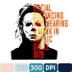 Funny Retro Social Distancing Wearing A Mask Halloween Png, Horror Halloween Png File, Halloween Silhouette Png
