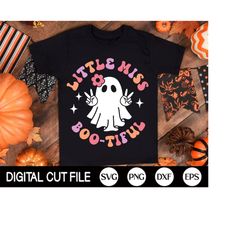 Little Miss Bootiful SVG, Halloween Svg, Girl Ghost Svg, Kids Halloween Shirt, Retro Halloween Png, Svg Files For Cricut