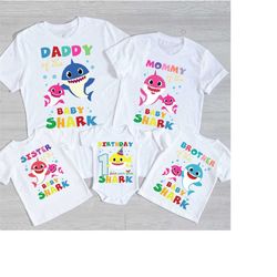 custom family baby shark birthday shirts, baby shark matching shirts, shark do do do shirt, personalized birthday shirt,