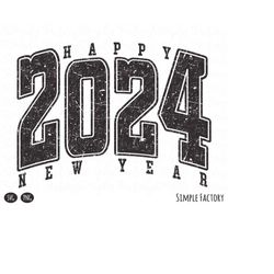 Retro Varsity Happy 2024 New Year Png, 2024 Png, Happy New Year, 2024 Svg, 2024 Season, Vintage Happy New Year 2024 Subl