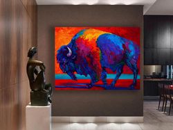 Abstract Bison by Marion Rose Canvas Print, Bison Wall Art, Animal Canvas Art, Colorful Bison Canvas, Moder Wall Decor,