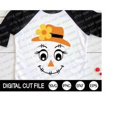 Scarecrow Girl Face Svg, Halloween Svg, Scarecrow Svg, Spooky Svg, Fall Svg, Halloween Girl Shirt Svg, Autumn Png, Dxf,