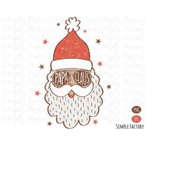 Retro Christmas Papa Claus Png, Merry Christmas Png, Santa Png, Vintage Santa Papa Claus Merry Christmas Sublimation Shi