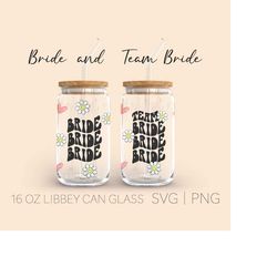 Retro Bride and Team Bride Libbey Can Glass Svg, 16 Oz Can Glass,  Bride and Team Bride Svg, Bride Svg, Team Bride Svg,