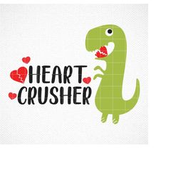 Heart Crusher svg, Valentine's svg, Valentine's Day, Dinosaur printable, cut file, Cricut, Silhouette, vector SVG png dx