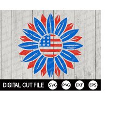 4th of July Sunflower Svg, Sunflower Svg, American Flag, Independence day, Memorial Day, fourth of july Shirt, Svg Files
