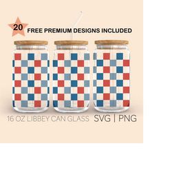 Fourth of July Checkered Svg, 16 Oz Libbey Glass Svg, Independence Day, Freedom Svg, Checkered Svg, Svg For Cricut, Digi
