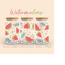 Watermelons Svg  16 Oz Can Glass Cutfile, Beer Can Glass Svg, Tropical, Watermelon Svg, Svg For Cricut, Digital Download