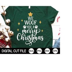 Pet Christmas Ornament SVG, We Woof you a Merry Christmas, Dog Christmas Shirt, Cat Ornament Cut file, Pet Memorial, Svg