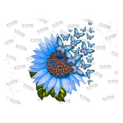 Blue Sunflower And Butterfly Png, Blue Sunflower Png, Blue Butterfly Png, Watercolor Sunflower, Cute Sunflower Png, West