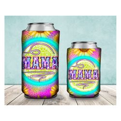 Western Mama Can Cooler PNG Sublimation Design, Mama Can Holder, Western Mama  12oz. Can Cooler Template, Tie Dye Mama C