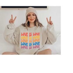 Love is Love Sweatshirt, Pride Sweatshirt, Love is Love Groovy Sweatshirt, LGBTQ Support Sweatshirt, Gay Pride Sweatshir