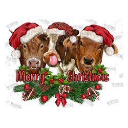 Merry Christmas Cows Sublimation Design,Christmas Heifers Png ,Merry Christmas Png,Christmas Animal Png,Western Heifers