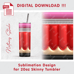Trendy Inflated 3D Puffy Pencil Pattern - Seamless Sublimation Pattern - 20oz SKINNY TUMBLER - Full Wrap