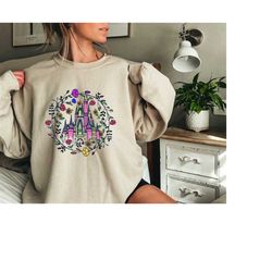 Magical Castle Sweatshirt, Floral Castle Sweater, Magical Disney Hoodie, Disney Family Shirt, Gift for Her, Disneyland S