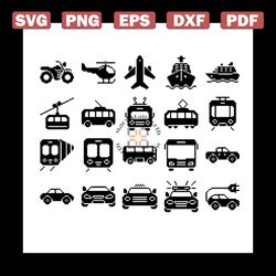 Monochromatic Pixel Icons Set Some Transport Bundle Svg, Vehicle Svg, Monochromatic Svg, Transport Svg, Vehicle Legends