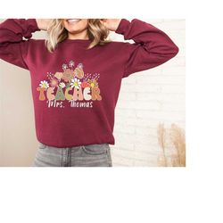 custom teacher sweatshirt, wildflowers personalized teacher gift sweatshirt, customized teachers hoodie, teacher appreci