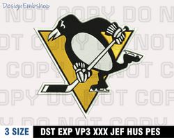 pittsburgh penguins embroidery designs, nhl machine embroidery design, machine embroidery pattern
