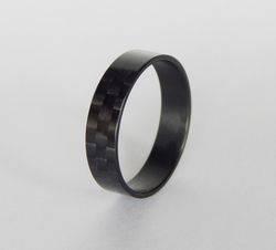 Carbon fiber ring. Ring carbon band. Stylish black minimalist ring.