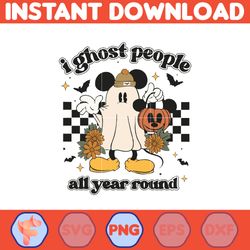 Mickey Characters Halloween Watercolor PNG For Cricut, Mickey Team Scary Cute Horror Characters, Halloween Clipart