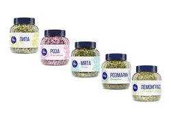 Set of 5 jars with herbs and flowers (rose, lime, rosemary, mint, lemongrass), 250 g medicinal herbs free shipping