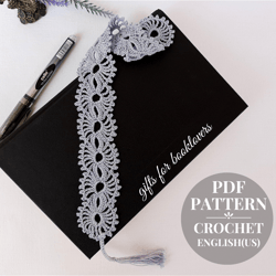 Bookmark crochet pattern, gifts booklovers, ribbon lace crochet, crochet pattern pdf, accessories for book.