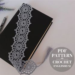 Bookmark crochet pattern, gifts booklovers, ribbon lace crochet, crochet pattern pdf, accessories for book