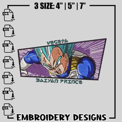 Super Vegeta Blue embroidery design, dragon ball embroidery, anime design, logo design, anime shirt, Instant download