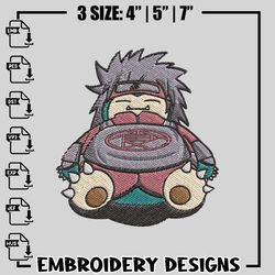 snorlax samurai embroidery design, pokemon embroidery, anime design, logo design, anime shirt, digital download