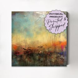 abstract field horizon - printed and shipped - canvas gallery wrapped, abstract art print, wall decor, encaustic style,
