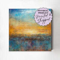 abstract horizon - printed and shipped - canvas gallery wrapped, abstract art print, wall decor, encaustic style, modern